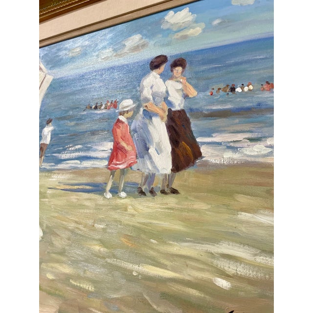 Early 21st Century Charming Seaside Subject Oil Painting For Sale - Image 5 of 8