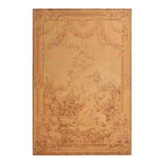 Antique French Pictorial Cream Beige Wool Tapestry Rug by Rug & Kilim For Sale