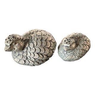 Vintage Gucci Quail Salt and Pepper Shakers in Silver Tone by Gucci for Gucci, Italy, 1970s, Set of 2 For Sale