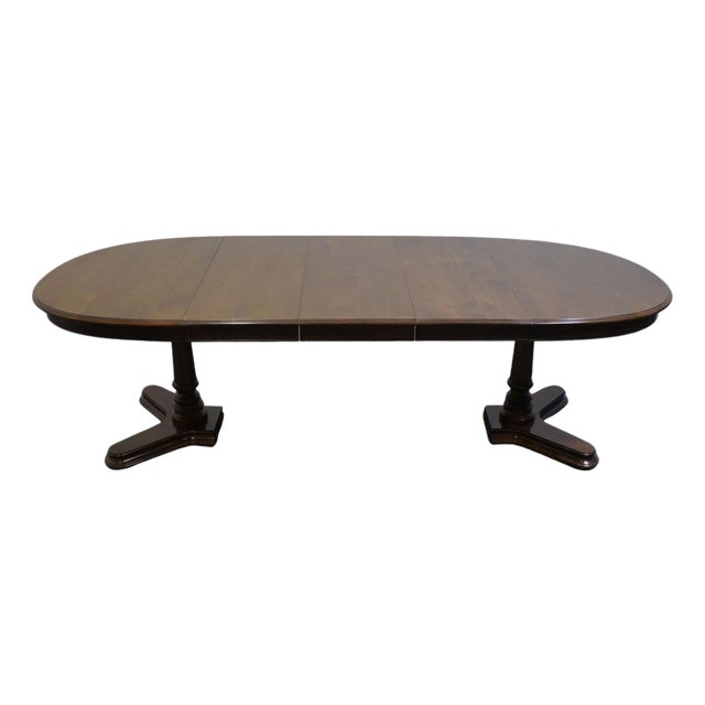 Ethan Allen Classic Manor Solid Maple 98" Oval Double Pedestal Dining Table 15-6034 For Sale