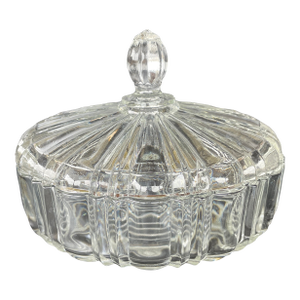 Anchor Hocking Old Cafe Clear Pressed Glass Lidded Candy Dish