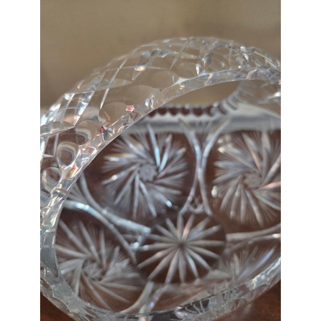 Transparent Antique American Brilliant Cut Centerpiece Basket For Sale - Image 8 of 9