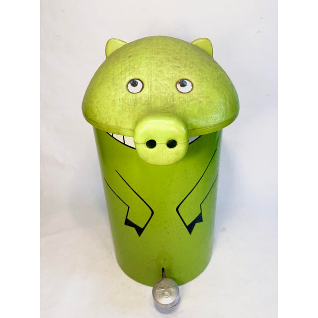 Lime Mid 20th Century Quirky Custom Pig Trash Can For Sale - Image 8 of 9