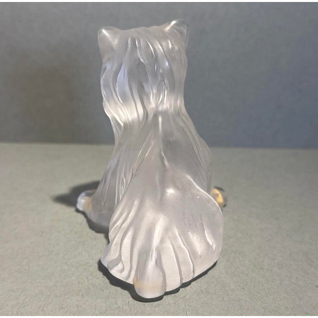 Vintage Lalique France Frosted Crystal Yorkshire Terrier Dog Figurine For Sale In Lexington, KY - Image 6 of 8