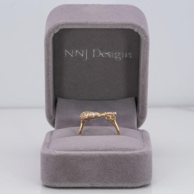 1.2Ct Lab Grown Diamond Moon Ring With Diamond Accents in Solid 14k Gold, Size 6.75 For Sale - Image 4 of 10