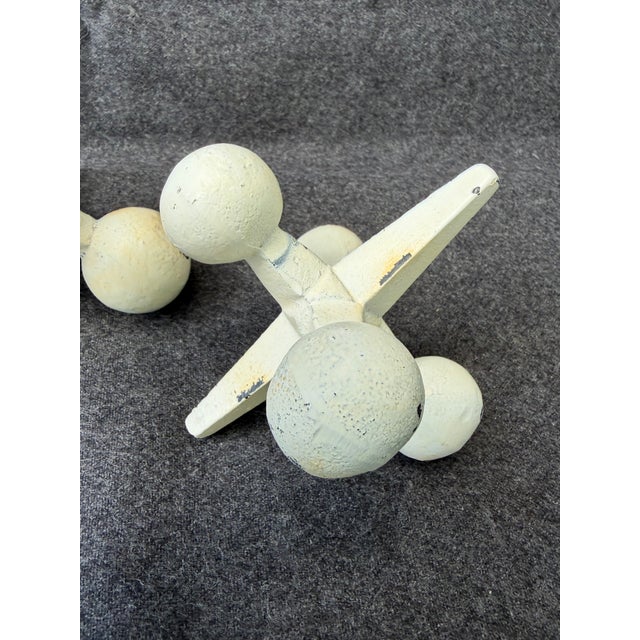 1990s Off White Cast Iron Jacks Set of 3 Decorative Objects For Sale - Image 10 of 17
