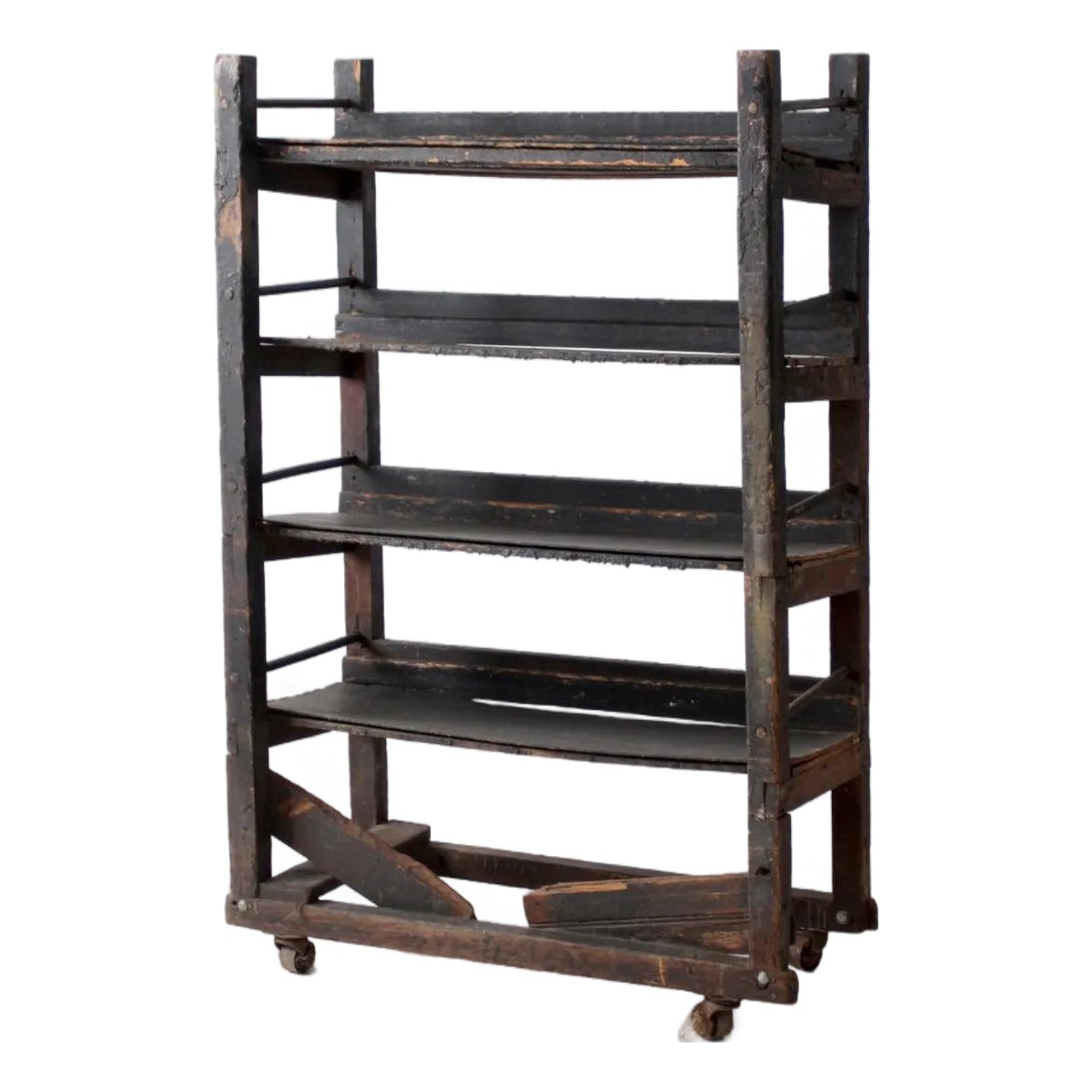 Antique Rustic Wood Industrial Factory Rack | Chairish