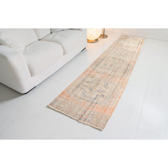 Apricot 1950s Bohemian Handknotted Runner Rug For Sale - Image 8 of 10