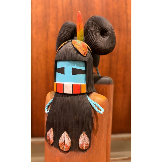Traditional 1980s Very Rare 13" Double Kachina Long-Haired Hopi Maiden by Randall Sahmie Hand Carved! For Sale - Image 3 of 16