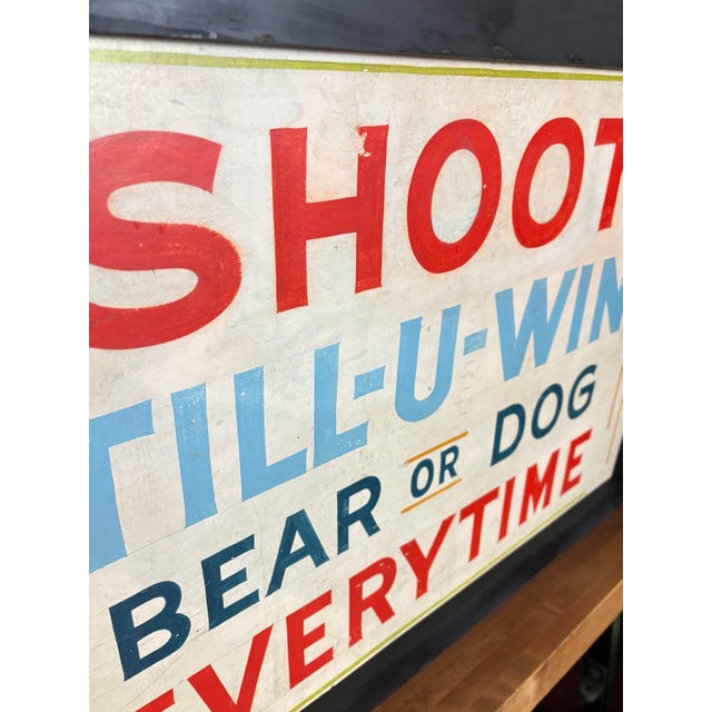 Original Hand-Painted "Shoot Till-U-Win" Carnival Sign For Sale - Image 4 of 12