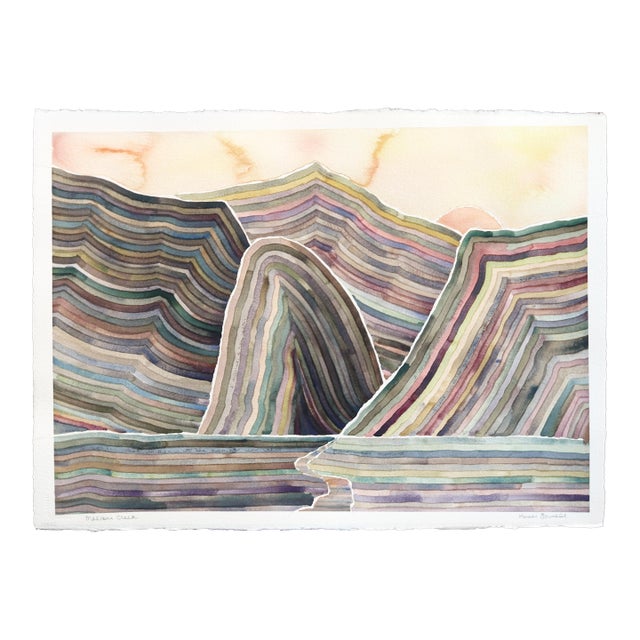 Malibu Creek - Earthy Abstract Muted Color Mountain Landscape Painting Original Artwork by Heidi Lowell For Sale