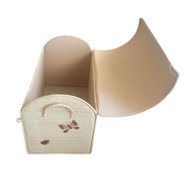 Made by unknown manufacturer, A delightful and unique woven straw storage trunk, featuring a domed "humpback" lid and a...