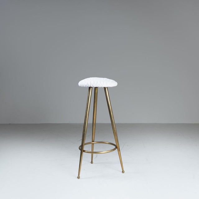 Set of Stools with White Upholstery, 1970s For Sale - Image 11 of 13