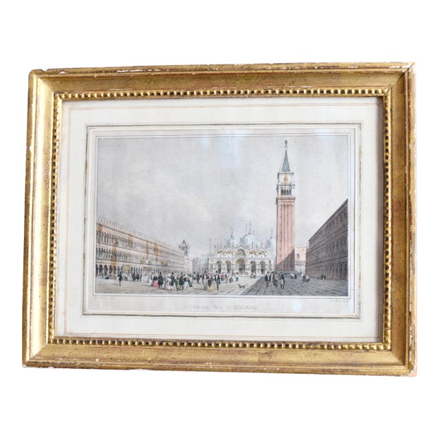 1837 Antique Print San Marcos Square Venice Giovanni Pividor Grand Tour Scene For Sale