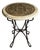 Late 20th Century Mediterranean Style Decorative Inlaid Accent Table With Wrought Iron Base For Sale