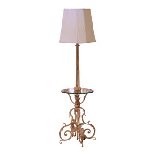 Mid-Century French Louis XV Forged Wrought Iron Floor Lamp For Sale