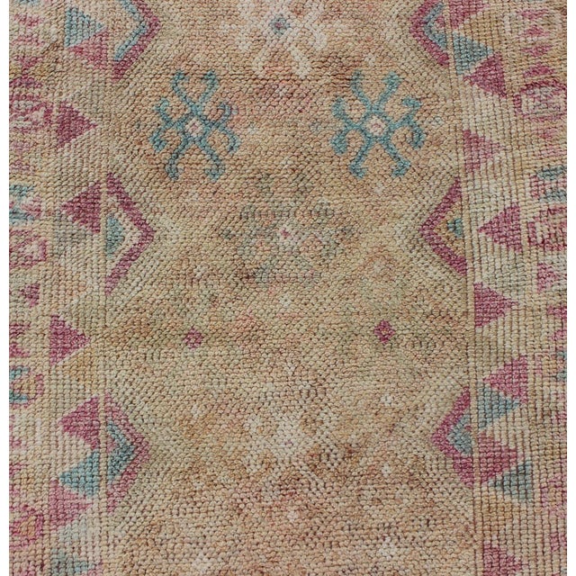 Textile Long Vintage Turkish Runner With Geometric Design in Light Purple and Gold 2'11 X 15'8 For Sale - Image 7 of 9
