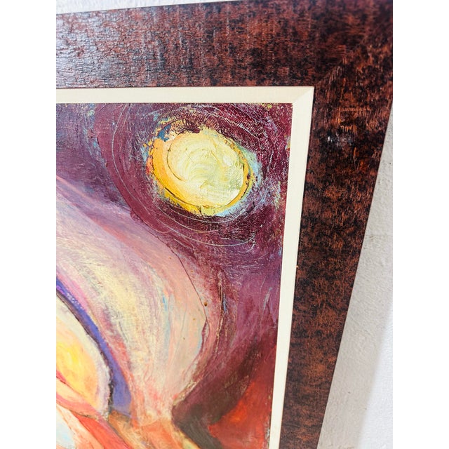 Textile Large Vintage Abstract Portrait Painting For Sale - Image 7 of 9