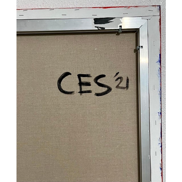 Ces McCully, Large French Australian Bold Graphic Abstract Pattern Oil Painting Ces McCully, 2021 For Sale In Miami - Image 6 of 7