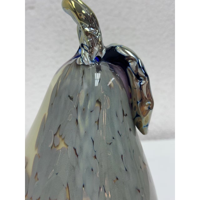 Gray Circa 2002 Lucy Chamberlain Glass Pear With Silver Glass Stem For Sale - Image 8 of 12