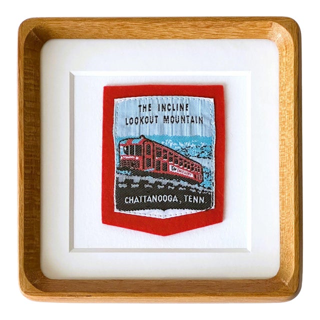 Tennessee Chattanooga the Incline Railway Lookout Mountain Vintage Travel Patch Wood Framed For Sale