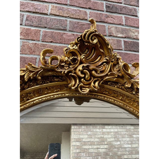 Rococo Gorgeous Monumental Louis XV Style Gilt Floor Mirror For Sale - Image 3 of 12