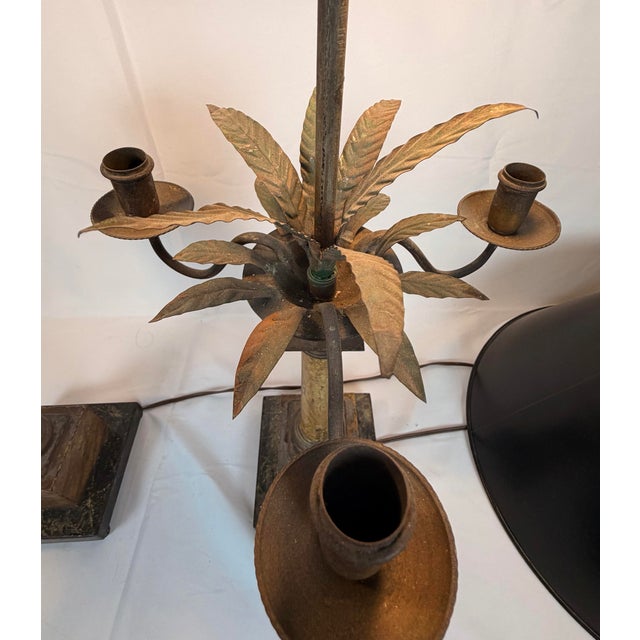 Hollywood Regency Mid 20th Century Hollywood Regency Tole Palm Tree Candelabra Table Lamps For Sale - Image 3 of 11