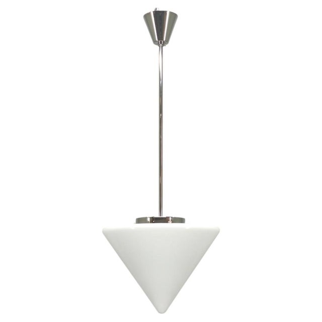 Art Deco Pendant Light in Chrome & Milk Glass, 1970s For Sale - Image 12 of 12