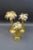 Signed Murano Italy Gold Fleck Glass Palm Tree Candlestick Candleholder Set Of 3 Measures approximately: Small: 5"...