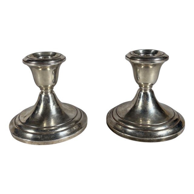 American 925 Silver Candlesticks, 1890s, Set of 2 For Sale