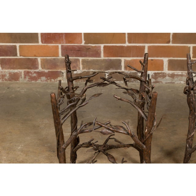Pair of Midcentury French Iron Twig Drinks Table Bases with Cross Stretchers For Sale - Image 10 of 12