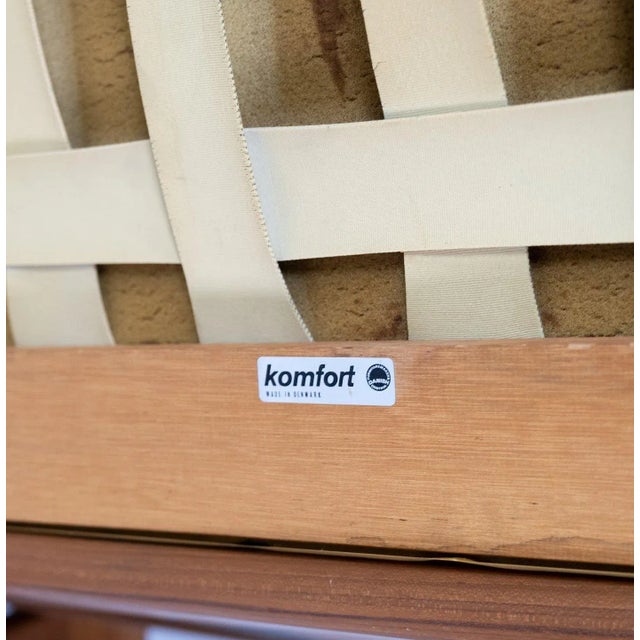 Set of Easy Chair with Stool in Teak Upholstered with Black Leather by Arne Vodder for Komfort For Sale - Image 9 of 10