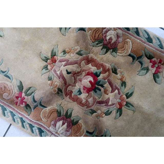 1960s 1960s Hand Made Vintage Art Deco Chinese Rug 2' X 4.1' For Sale - Image 5 of 11