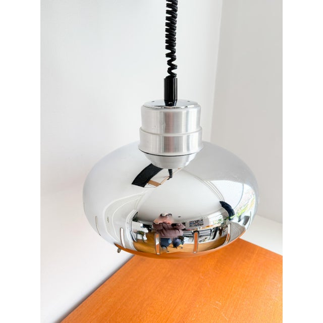 1970s Mid-Century Modern Space Age Dutch Pendant Lamp in Chrome by Herda, 1970s For Sale - Image 5 of 12