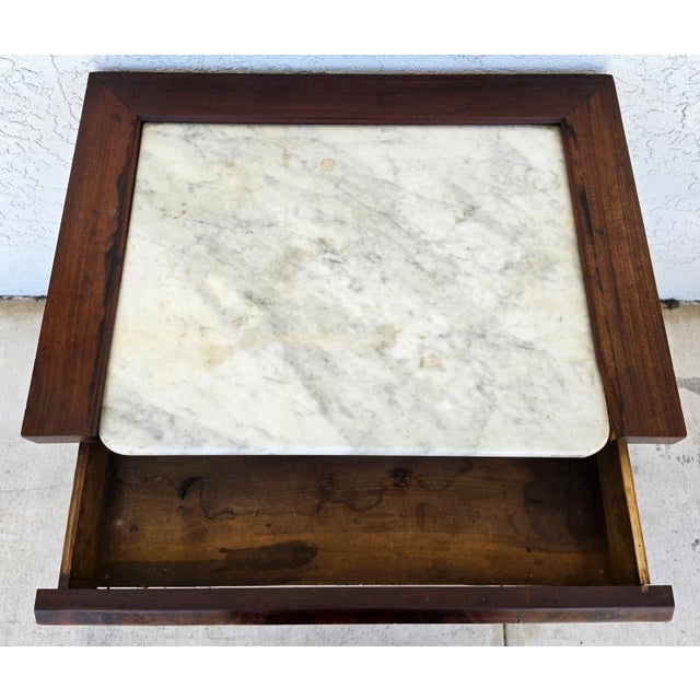 Traditional 19th Century American Empire Mahogany & Marble Cabinet Side Petticoat Table For Sale - Image 3 of 18
