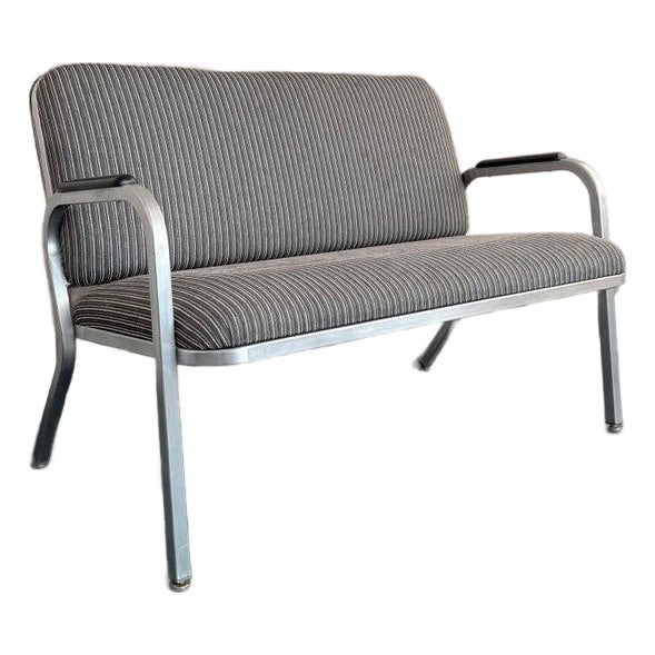 1940s Machine Age Industrial Aluminum Frame Loveseat by GoodForm For Sale