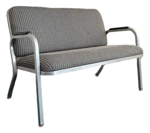 1940s Machine Age Industrial Aluminum Frame Loveseat by GoodForm