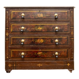 19th Century Faux-Grained Painted Four Drawer Chest of Drawers For Sale