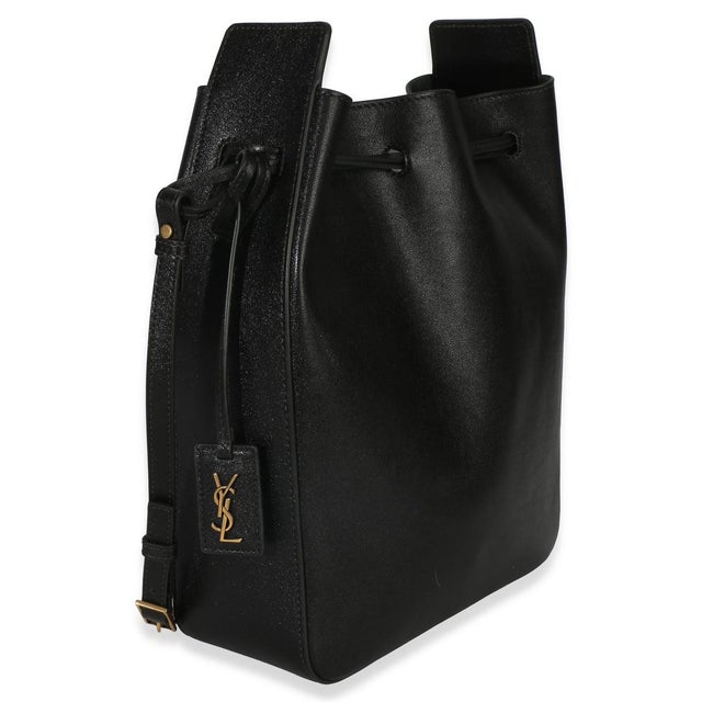 Contemporary Black Calfskin Small Bucket Bag For Sale - Image 3 of 9