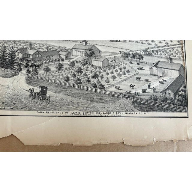 Antique lithograph of Farm in Niagara New York, ca. 1875 in 14x11 Mat For Sale - Image 4 of 5