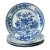 Vintage Asian Blue Flow Glazed Ceramic Plates - Set of 4 For Sale