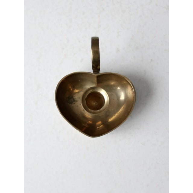 Vintage Brass Heart Shaped Candlestick Holder For Sale - Image 4 of 11