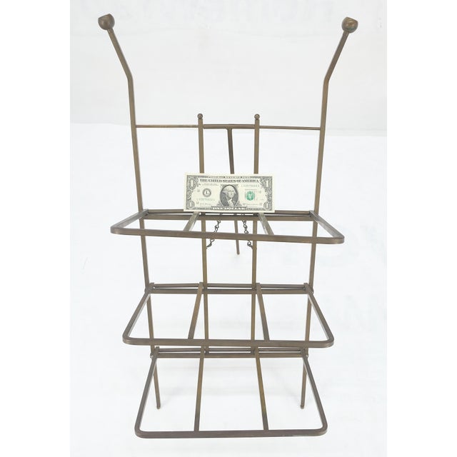 Late 20th Century Machined Solid Brass Folding Magazine Rack Shelf Nice Brass Patina Clean! For Sale - Image 5 of 13