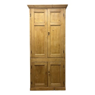 19th Century Antique English Pine Housekeepers Cabinet For Sale