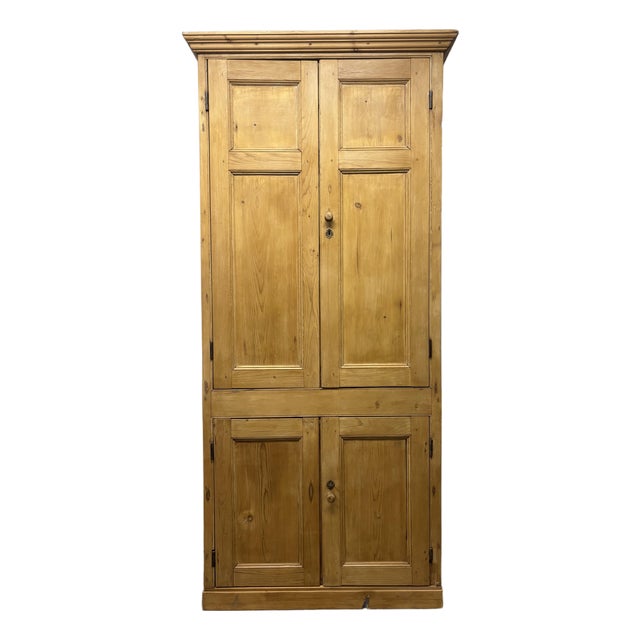 19th Century Antique English Pine Housekeepers Cabinet For Sale