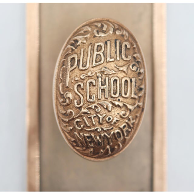 Very unique dummy door knob set with rich New York City history. The bronze door knob Public School City of New York oval...