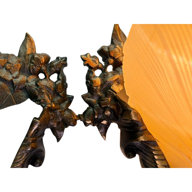 1930s Cast Bronze Wall Sconces With Ivory Art Deco Shades Original Finish - Pair For Sale - Image 9 of 15