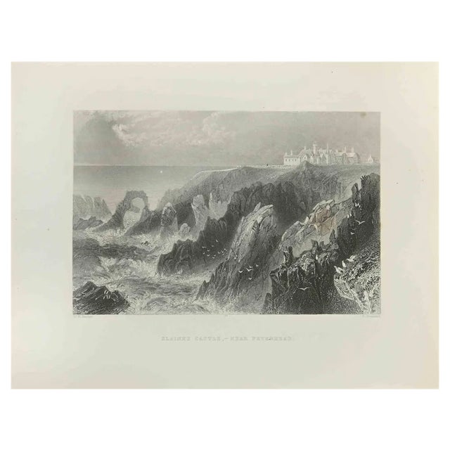 Robert Brandard, Slaines Castle, Near Peterhead, Engraving, 1845 For Sale