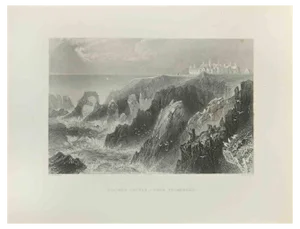 Robert Brandard, Slaines Castle, Near Peterhead, Engraving, 1845