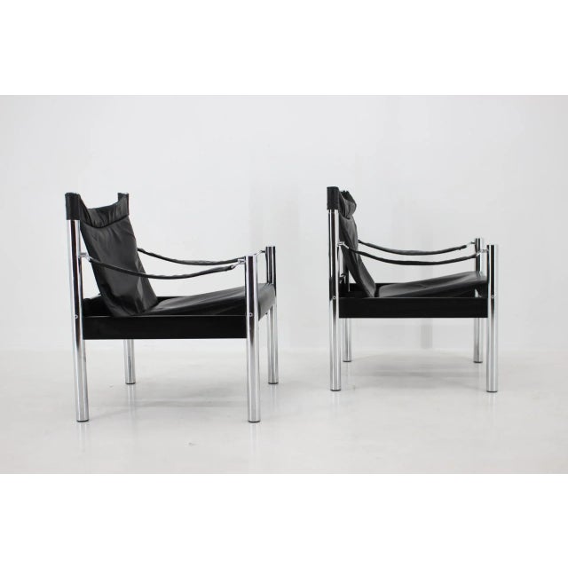 JOHANSON DESIGN サファリチェア Set of Black Leather & Chrome